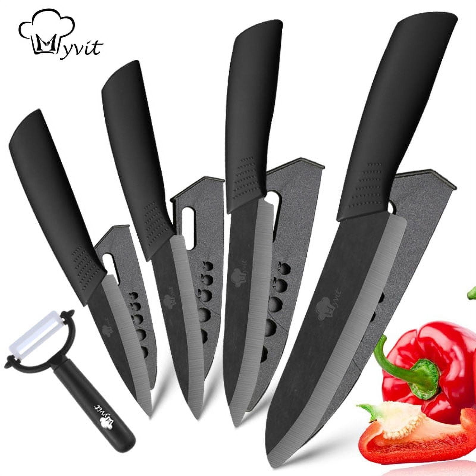 Ceramic Knife Set,Professional Kitchen Knives with Sheaths and One