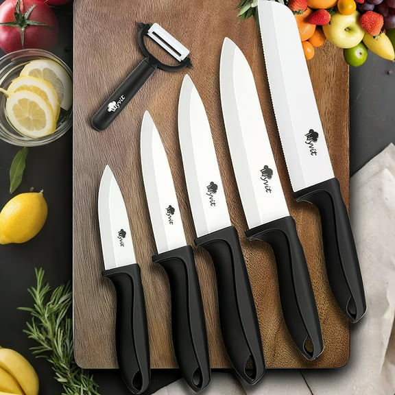 Ceramic Knife Set for Kitchen 11Pcs Paring Knife with Cover Rustproof Ceramic Blade Fruit Vegetable Peeler
