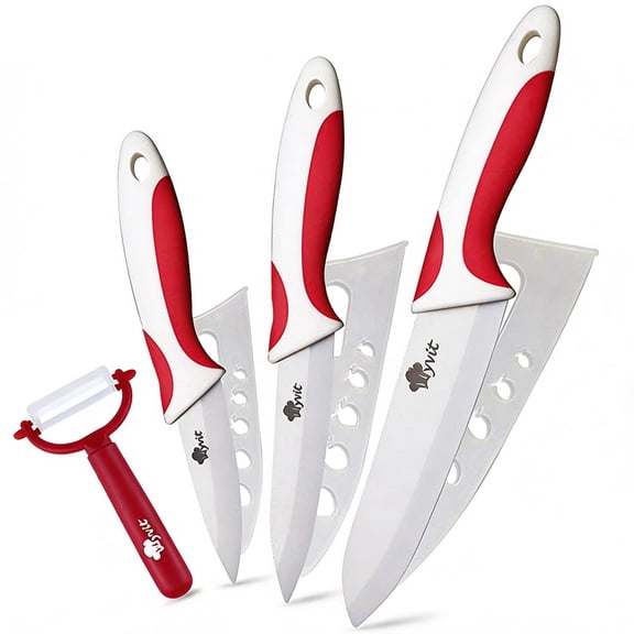 Ceramic Knife Set with Cover and Peeler, 3/4/6 Inch White Paring Knives for Kitchen, Ultra Sharp Kitchen Knives for Fruits Vegetables
