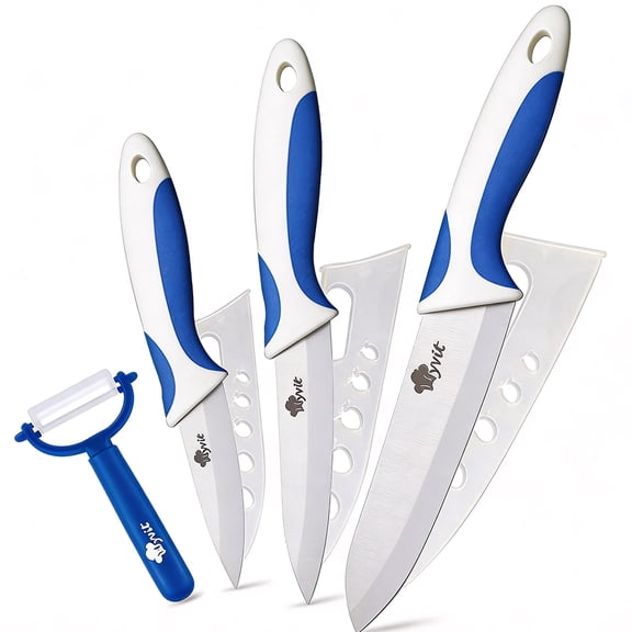 Ceramic Knife Set with Cover and Peeler, 3/4/6 Inch White Paring Knives for Kitchen, Ultra Sharp Kitchen Knives for Fruits Vegetables