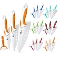 thumbnail image 1 of Ceramic Knife Set with Cover and Peeler, 3/4/6 Inch White Paring Knives for Kitchen, Ultra Sharp Kitchen Knives for Fruits Vegetables, 1 of 7
