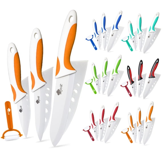 Ceramic Knife Set with Cover and Peeler, 3/4/6 Inch White Paring Knives for Kitchen, Ultra Sharp Kitchen Knives for Fruits Vegetables