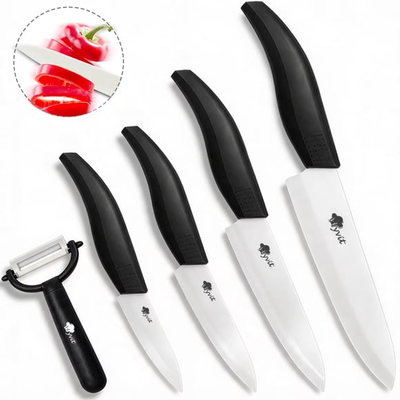 Akatsuki Ceramic Knife Set 9-Piece Kitchen Chef Paring Knives Set with Covers,3", 4", 5", 6" Vegetable Fruit Cooking Knife and a Peeler