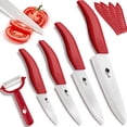 thumbnail image 1 of Akatsuki Ceramic Knife Set 9-Piece Kitchen Chef Paring Knives Set with Covers,3", 4", 5", 6" Vegetable Fruit Cooking Knife and a Peeler, 1 of 9