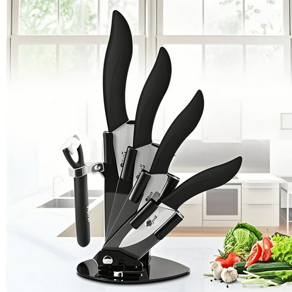 Ceramic Knife wih Block 10-Piece Sharp Chef Kitchen Knives Set with Fruit Paring Knife and One Peeler