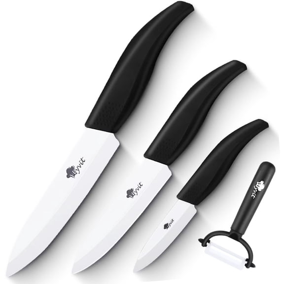 Ceramic Knives Set Kitchen Paring Knife with Covers,3" Paring Knife, 4" Fruit Knife, 5" Utility Knife,One Peeler