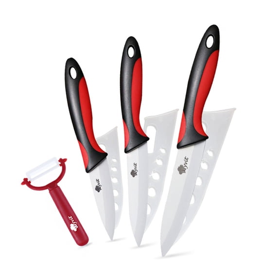 Ceramic Knives Set for Kitchen 3" 4" 5" Paring Knife Slicing Slicer Knives Set with Ceramic Peeler and Multicolor Soft-Grip Handle,Healthy Stain Resistant & Non-Rust
