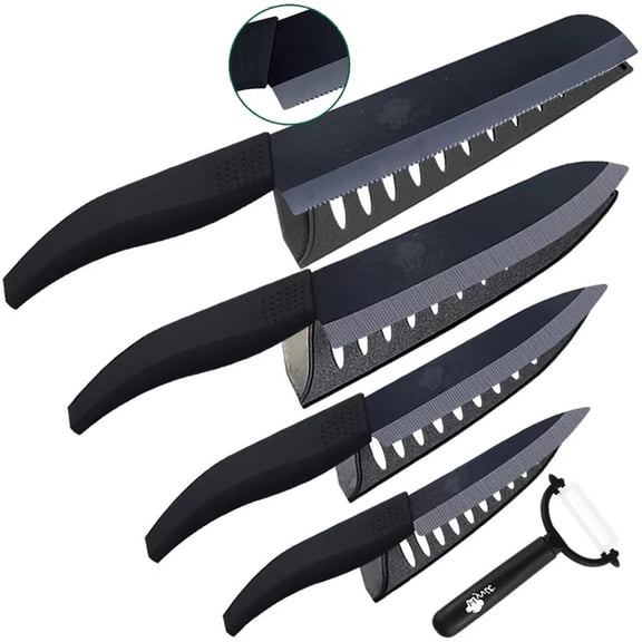 Ceramic Knives Set for Kitchen,4-Pack Sharp Rust Proof Stain Resistant Paring Knife Rust Proof,3",4",5",6" in Black