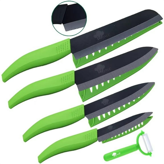 Ceramic Knives Set for Kitchen,4-Pack Sharp Rust Proof Stain Resistant Paring Knife Rust Proof,3",4",5",6" in Green