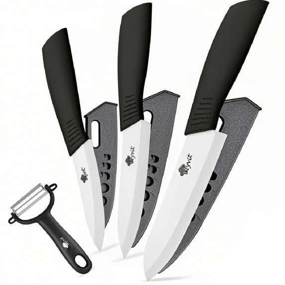 Ceramic Knives Sharp 5-inch Utility Kitchen Knife 4-inch and 3-inch Fruit Paring Knife for Cutting Boneless Meats, Sashimi, Fruits and Vegetables