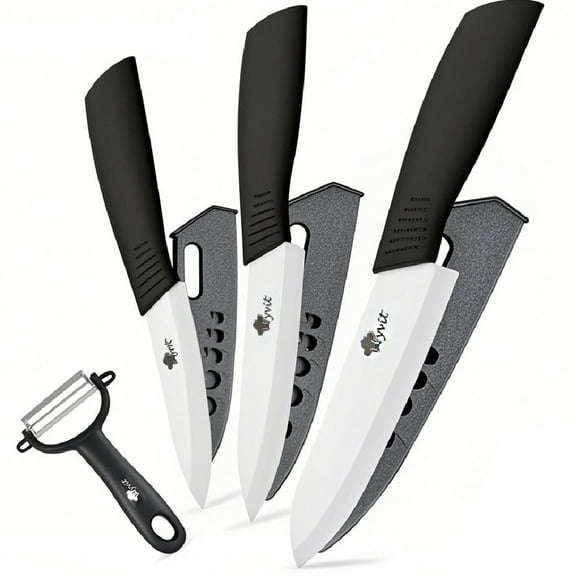 Ceramic Knives Sharp 5-inch Utility Kitchen Knife 4-inch and 3-inch Fruit Paring Knife for Cutting Boneless Meats, Sashimi, Fruits and Vegetables