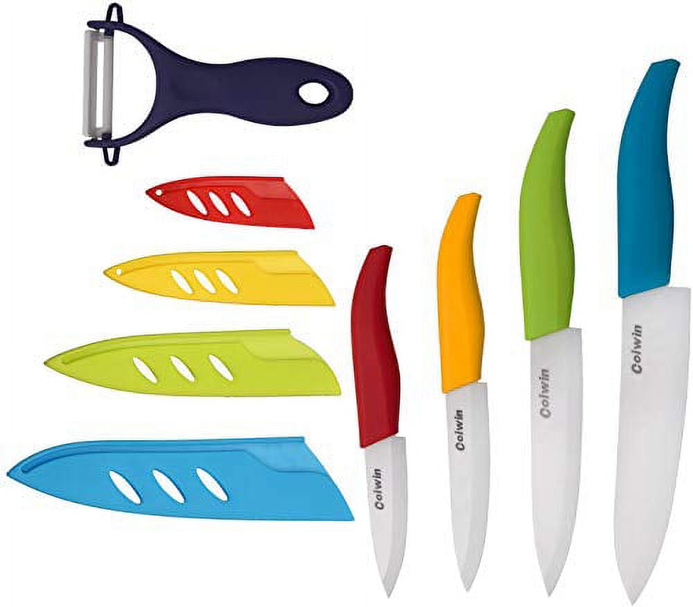 Ceramic Knives set Color Ceramic Knife Set With Sheaths - Super Sharp &  Rust Proof & Stain Resistant (6 Chef Knife, 5 Steak Knife, 4 Fruit Knife,  3Sushi Knife, One Peeler) 