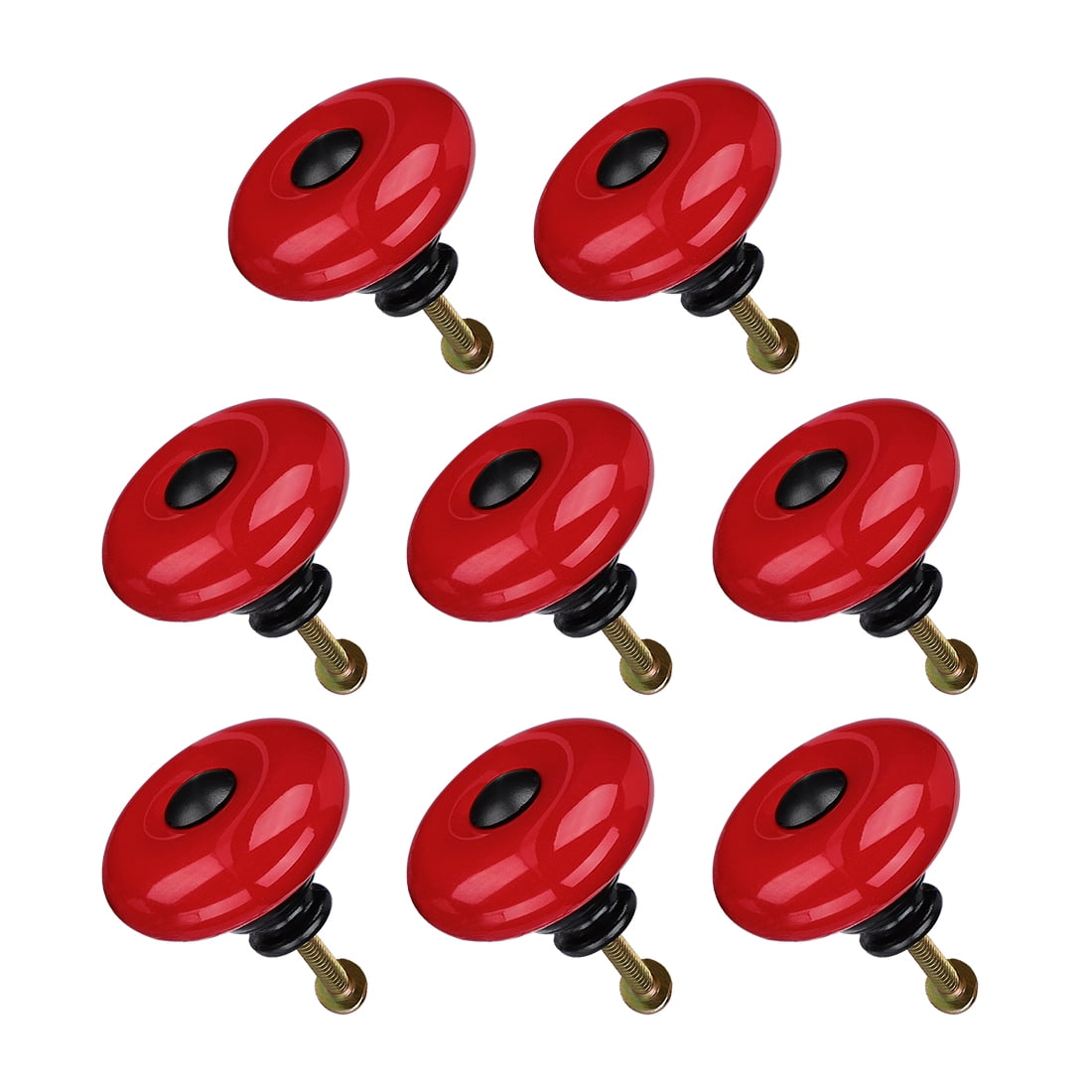 Ceramic Knobs Pull Handle Furniture Wardrobe Cabinet Dresser Door Knob Accessories 32mm Dia Red 8pcs