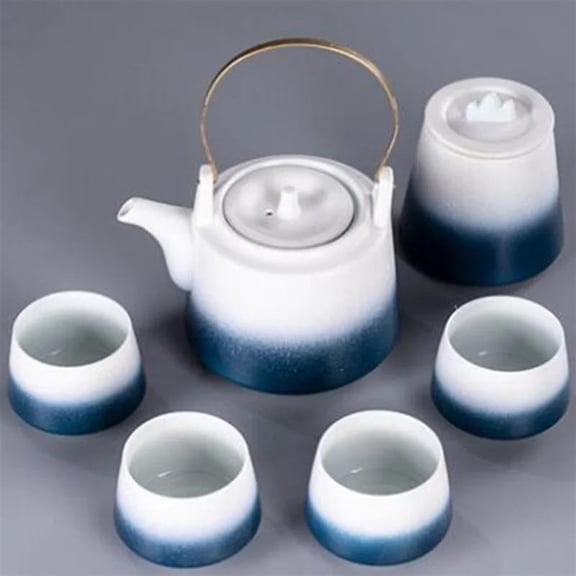 Ceramic Kung Fu Tea Set Japanese Style Travel Tea Pot And Cup Set Home Office Tea Ceremony Gift Box Gradient Color Teapot
