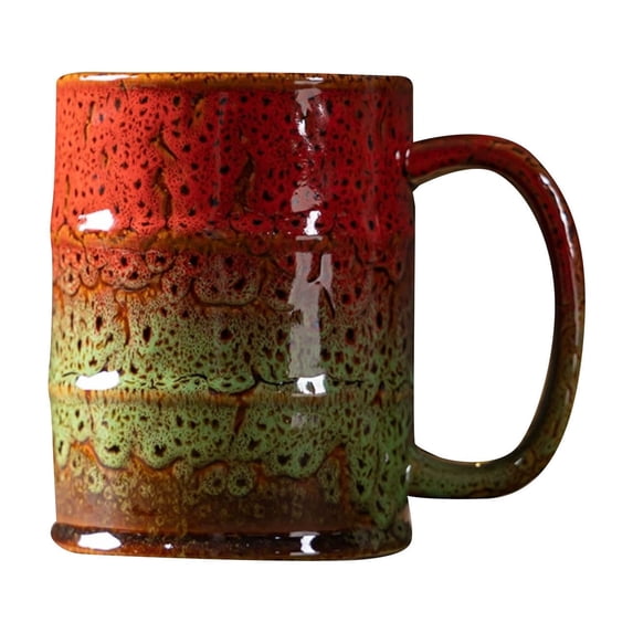 Ceramic Large Coffee Mug High-Value Pottery Cup with Unique Glaze and Handle Stylish Ins Style Drinking Water Cup for Tea Milk Office Home Decor Gift for Women Men