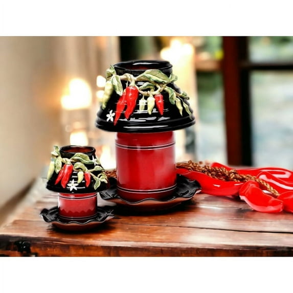 Ceramic Large Size Chili Pepper Candle Shade and Base Home Decor Kitchen Decor Farmhouse Decor