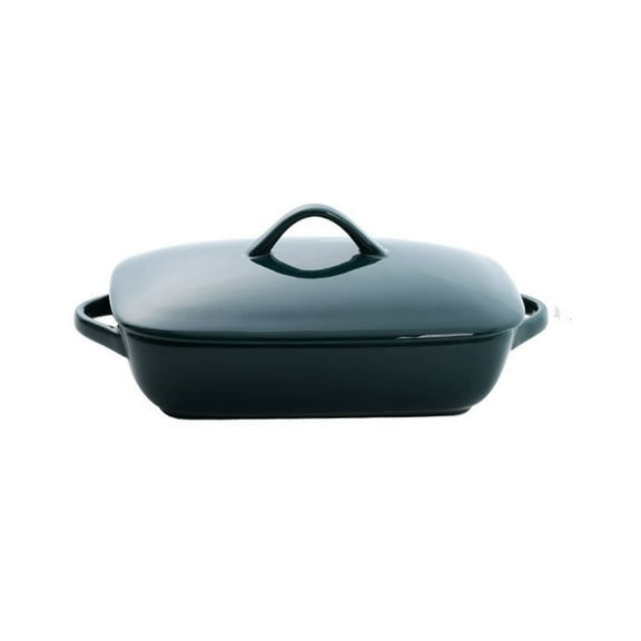 Ceramic Lasane Dish With Lid Rectangular Dish Porcelain Pasta Bake Dishes-Dark Green