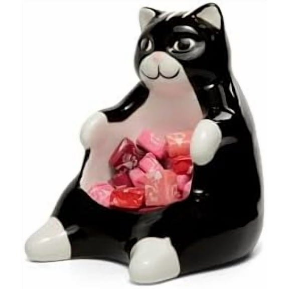 Ceramic Lazy Black Cat Home decor - Can be used as a candy dish, decorative bowl, tealight candle holder and jewelry tray | Unique Birthday gifts for Women, Mom, Grandma, Cat lover, Friend, Coworker