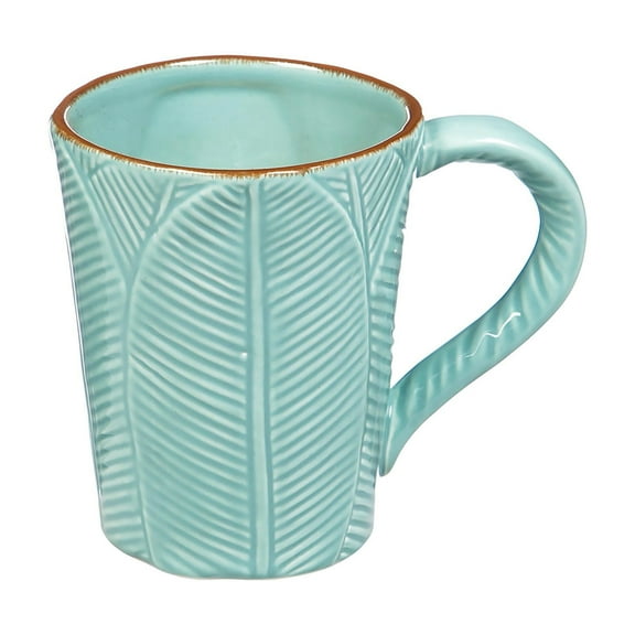 Ceramic Leaf Cup, 12 OZ, Blue