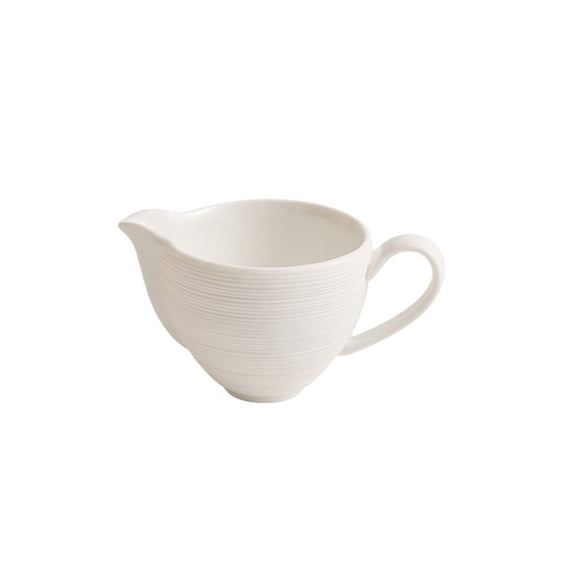 Ceramic Line Pattern Milk Pitcher With Handle Creative Pointed Mouth Sauce Pot For Hotel Restaurant