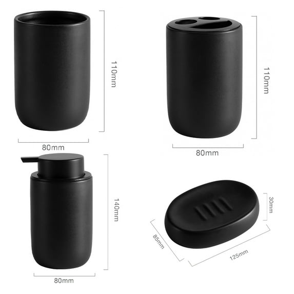 Ceramic Liquid Soap Dispenser Luxury Small Foam Soap Pump Dispenser Hand Shampoo Bottle Home kitchen Bathroom Accessories Set (TAO-GAO-BLACK4)