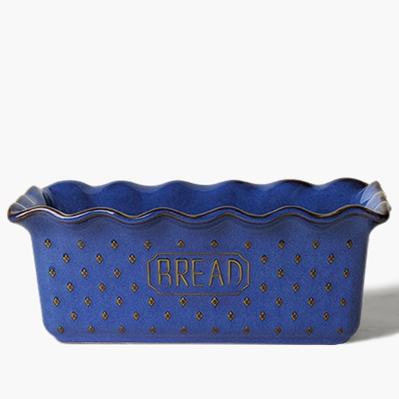 Ceramic Loaf Pan For Baking Bread  9 X 5 Inch Nonstick Pans Cooking Microwave & Dishwasher Safe Rectangular Mold (vintage Blue)