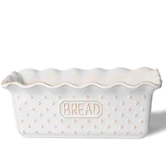 Ceramic Loaf Pan For Baking Bread 9 X 5 Inch Nonstick Pans Cooking Microwave & Dishwasher Safe Rectangular Mold (vintage White)