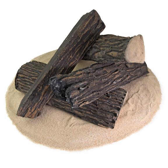 Ceramic Logs | Fireproof Ceramic Decor | Dark Pine, Set of 4
