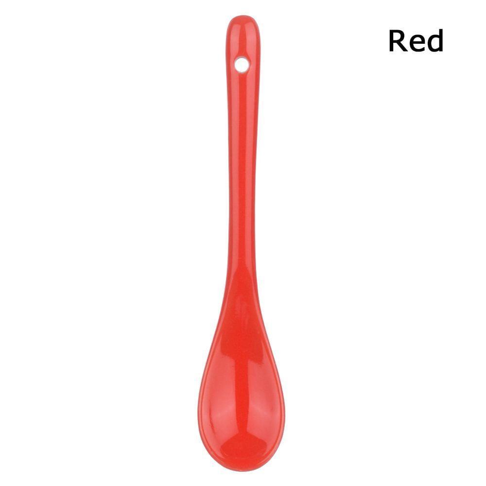 Ceramic Long Handle Spoons Flatware Dessert Spoon Ice Cream Spoon