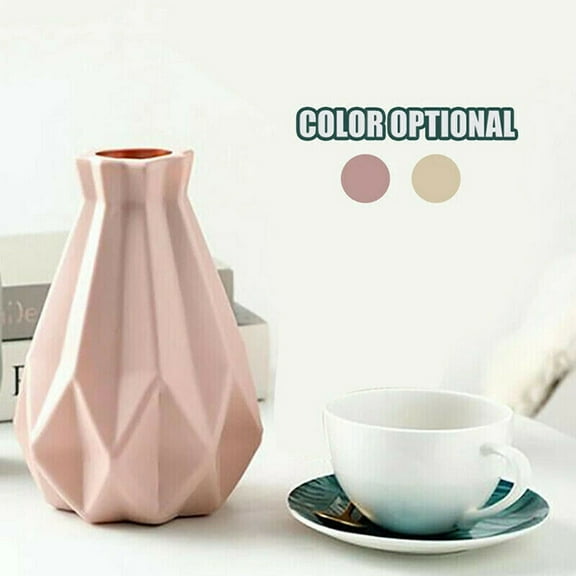Ceramic Look Vase - Unbreakable Origami Shape Flower Vase for Home & Office Decor | Modern Geometric Tabletop Vase for Fresh/ Flowers | Wedding & Nordic Style Decoration