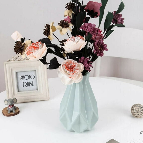 Ceramic Look Vase - Unbreakable Origami Shape Flower Vase for Home & Office Decor | Modern Geometric Tabletop Vase for Fresh/ Flowers | Wedding & Nordic Style Decoration