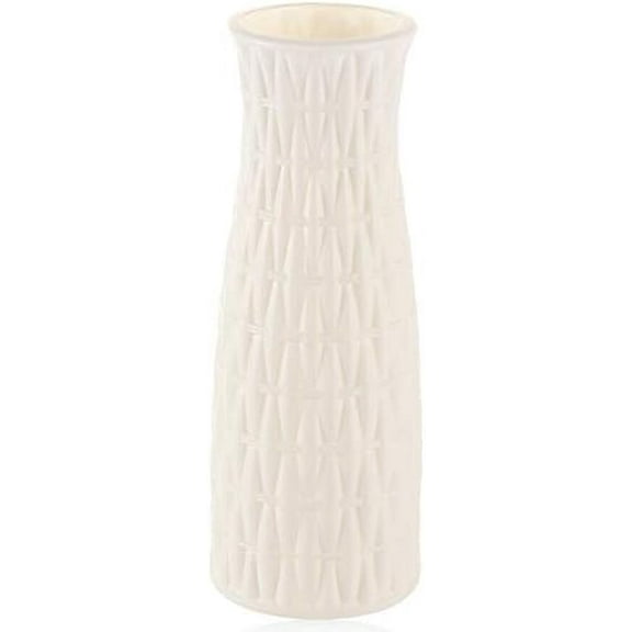 Ceramic Look Plastic Vase, White