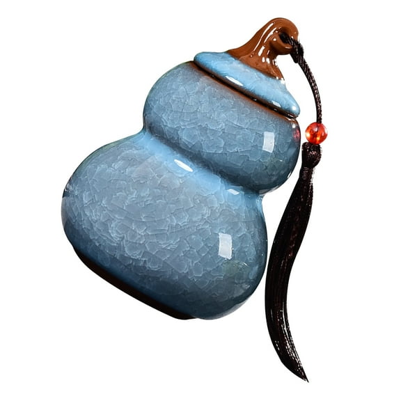 Ceramic Loose Tea Containers Airtight Small Kitchen Tea with Lid Gourd Shape Coffee Canisters Ceramic Storage for Tea Coffee and Blue