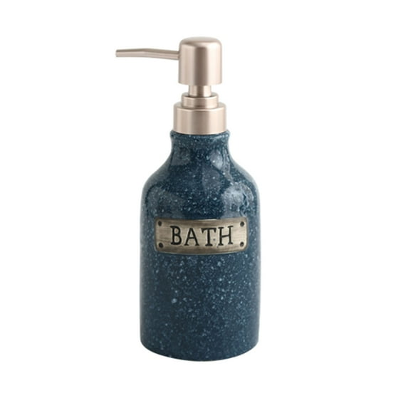 Ceramic Lotion Dispenser, Hand Soap Dispenser, Refillable Shampoo Dispenser, Bathroom Vanity Countertop-blue-400ml/14oz