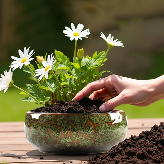 Ceramic Lotus Bowl Planter Elegant Water Bowl for Indoor Hydroponic Plants, Succulents & Floating Flowers Decorative Lotus Pot for Home, Office Decor - for Water Lilies & Aquatic