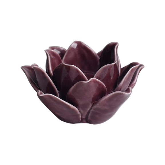 Ceramic Lotuses Tealight Candle Holders with Layered Petal Design Tabletop Decors
