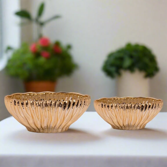 Seraphina Ceramic Low Oval Planter (Set of 2)