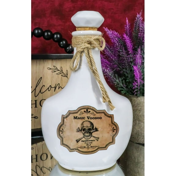 Ceramic Magic Voodoo Apothecary Cursed Skull Witch Poison Prop Potion Bottle