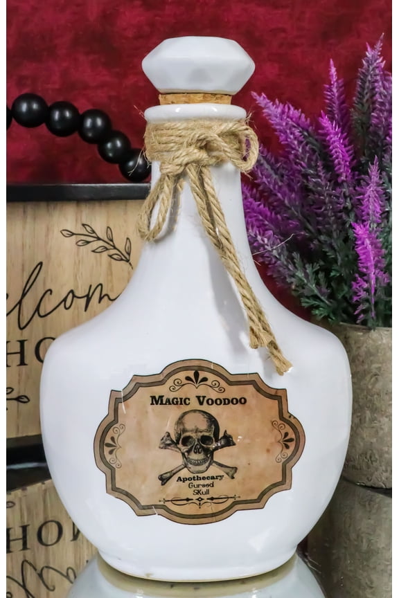 Ceramic Magic Voodoo Apothecary Cursed Skull Witch Poison Prop Potion Bottle