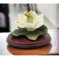 thumbnail image 1 of Ceramic Magnolia Flower with Butterfly on Wooden Base, 1 of 5