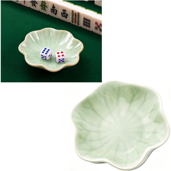 Ceramic Mahjong Dice Tray & Catchall Dish for Game Table, Multi-Functional Trinket Tray for Dice, Chips, Jewelry, Coins, Keys, Desktop Organizer, Elegant Home Decor(Q)