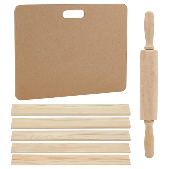 Ceramic Making Tools with 1set Mud Roller Guide 1pc Wooden Rolling Pin 1pc Rectangle MDF Wood Boards Mixed color 340x20x3mm