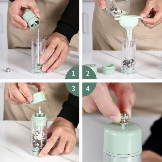 Ceramic Manual Grinder Set - 2 Light Blue Spice Mills for Pepper, Sea Salt, and More