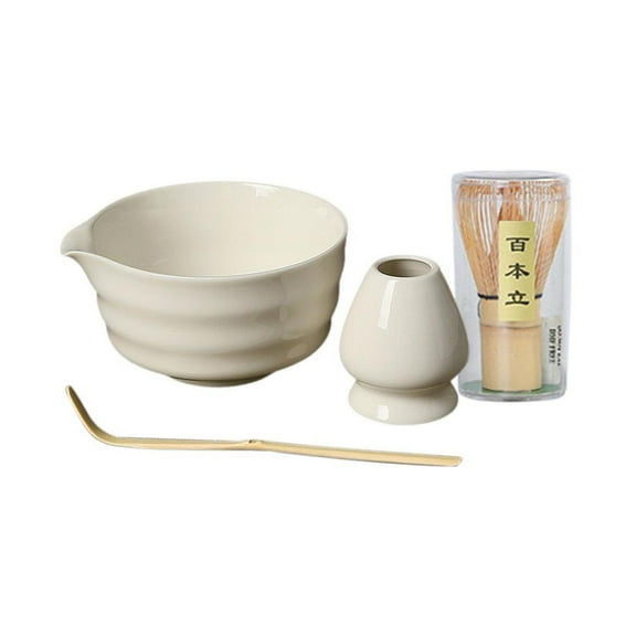 Ceramic Matcha Brewing Kit with Spout Design for Elegant Tea Time, Includes Teacup, Tray, Momonritsu, and Tea Chop