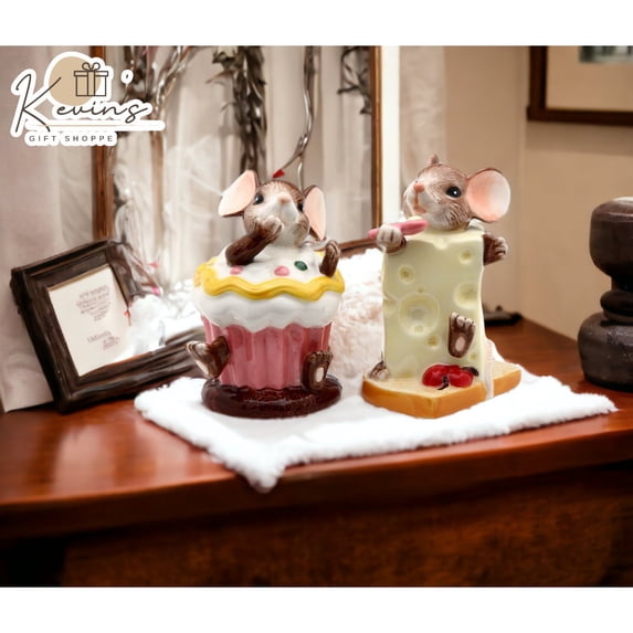 Ceramic Mice Salt and Pepper Shakers Hand Painted Unique Gift