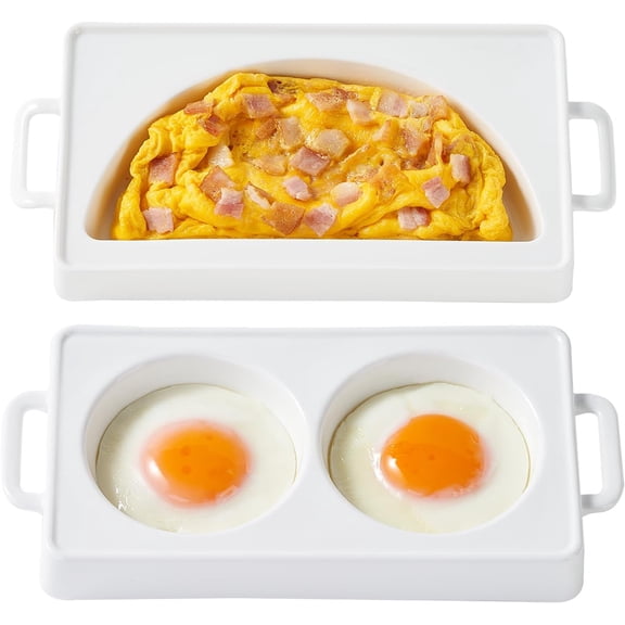 Ceramic Microwave Egg Cooker, Microwave Omelette Maker, BPA-Free Non-Stick Non-Toxic & Heat-Resistant Quick Cooking Egg Maker, Dishwasher Safe2 PCS