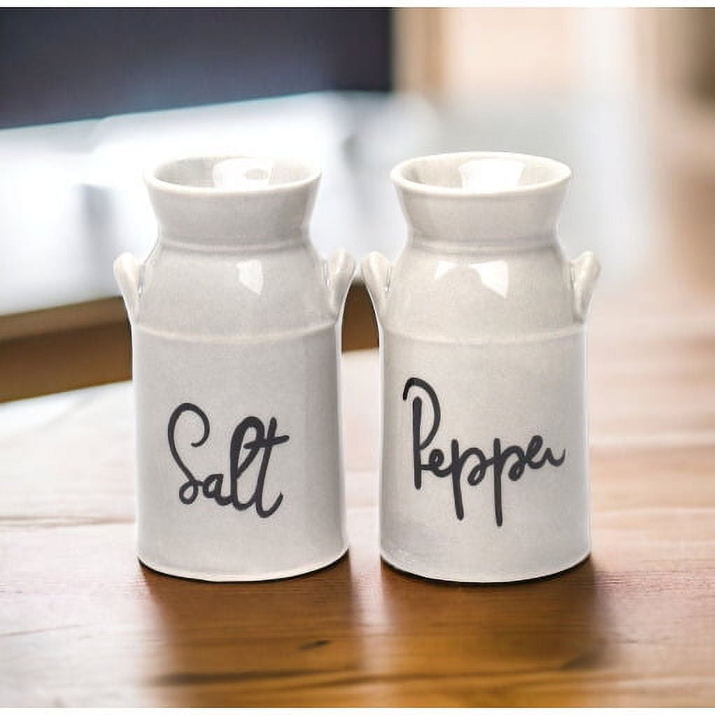 Vintage White Ceramic Milk Jug Salt and Pepper Shaker Set