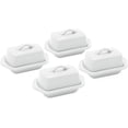 thumbnail image 1 of Ceramic Mini Butter Dish, Set of 4, 5 inch, White, 1 of 7