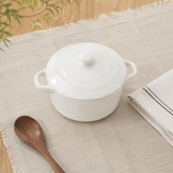 Ceramic Mini Casserole with Lid, 10oz Soup Stew Pot, Oven Safe for Air Fryer, Individual Serving Baking Dish, Microwave Safe Clay Pot for Rice​