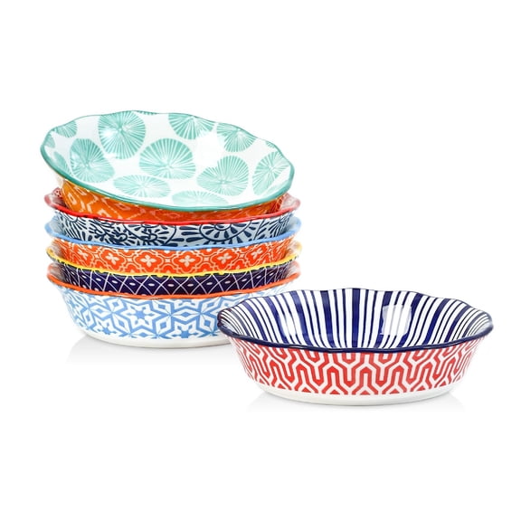 Ceramic Mini Pie Pans 6 Inch Assorted Colors Baking Set of 6